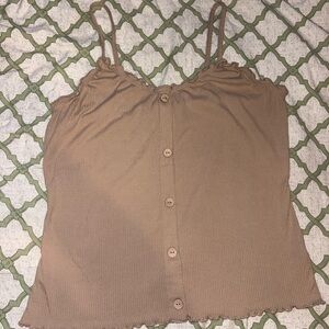 Women's Tan Button-Up Top